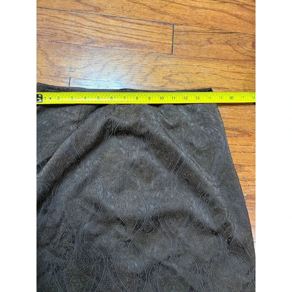 Kay Unger New York Metallic Paisley Brocade Pencil Skirt chocolate brown size 4